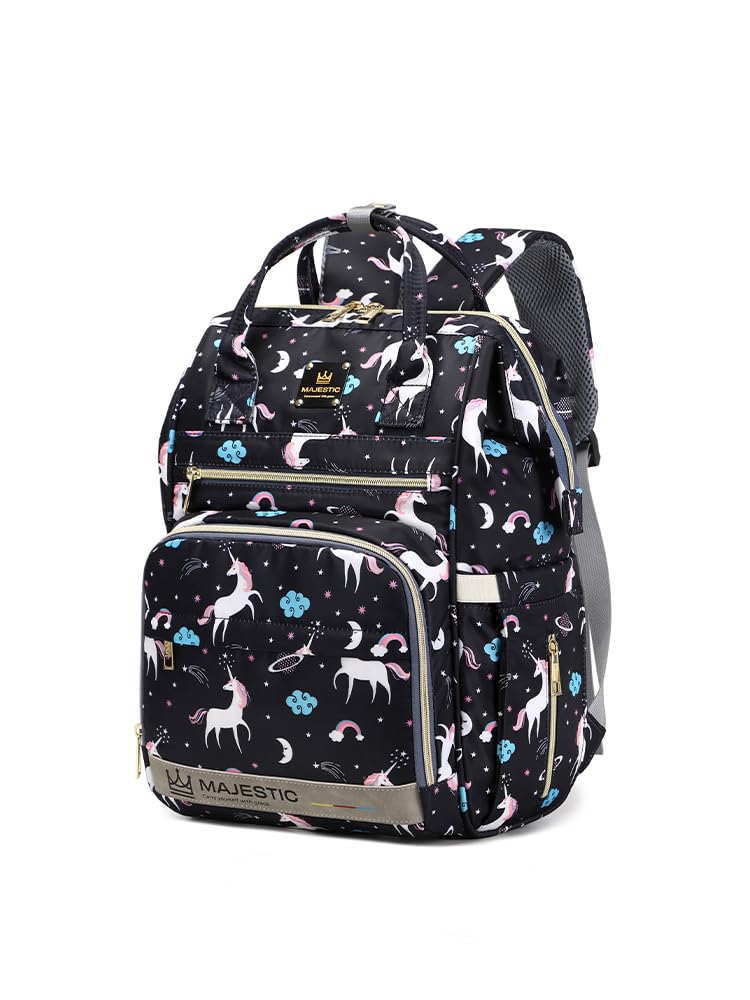 "Diaper Bag Backpack - Waterproof, Stylish, Multi-Function, Large Capacity Travel Maternity Baby Nappy Changing Bag - Majestic 138 - Black"