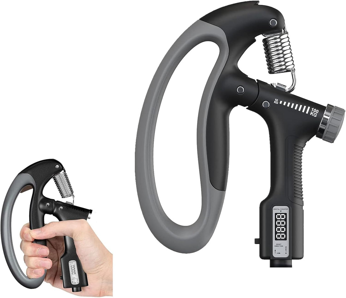 TRUE FIT®Hand Strengthener Grip with Counter, Hand Exerciser with Adjustable Loads 10-100kg, Hand Grip, Stress Exerciser, Finger and Wrist Strength, Rehabilitation Equipment, Tennis