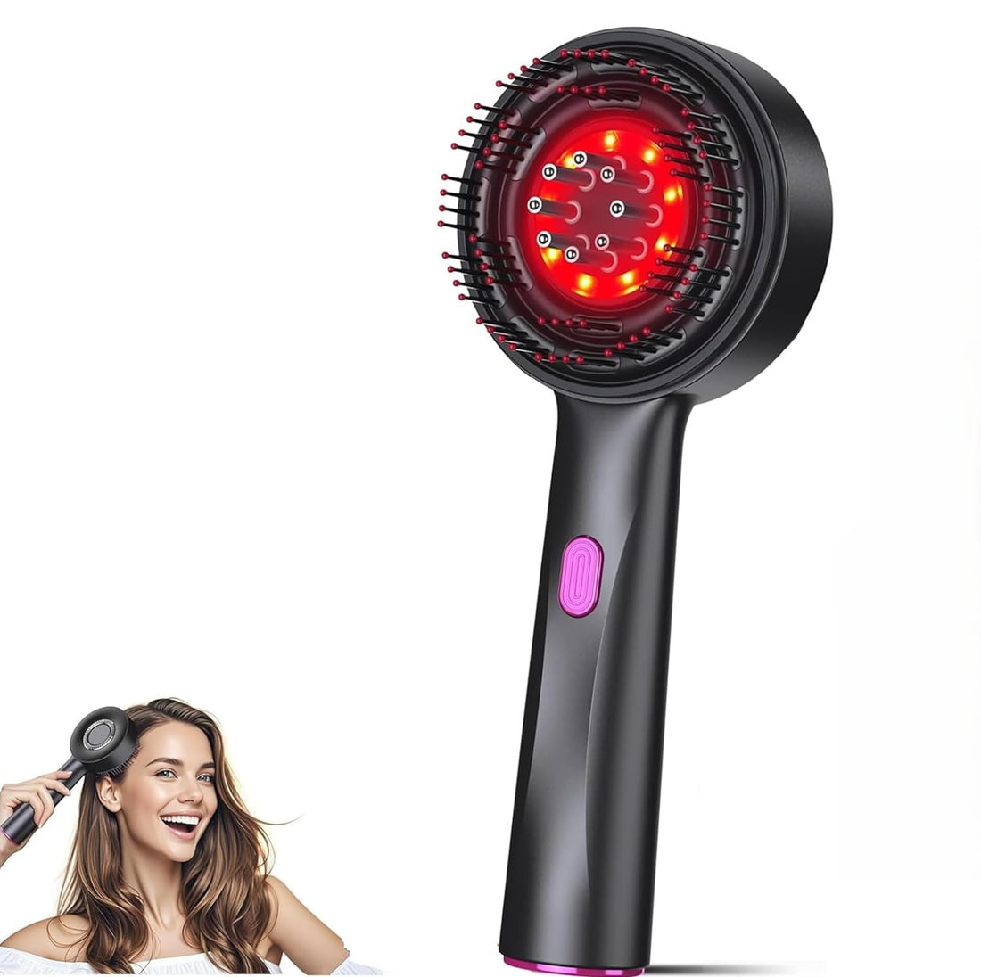2-in-1 Scalp Massager, Hair Oil Applicator Scalp Brush, Electric Scalp Massager for Hair Growth, Red Light Hair Brush Head Massager, 3 Modes with 360° Kneading Massage Scalp Comb