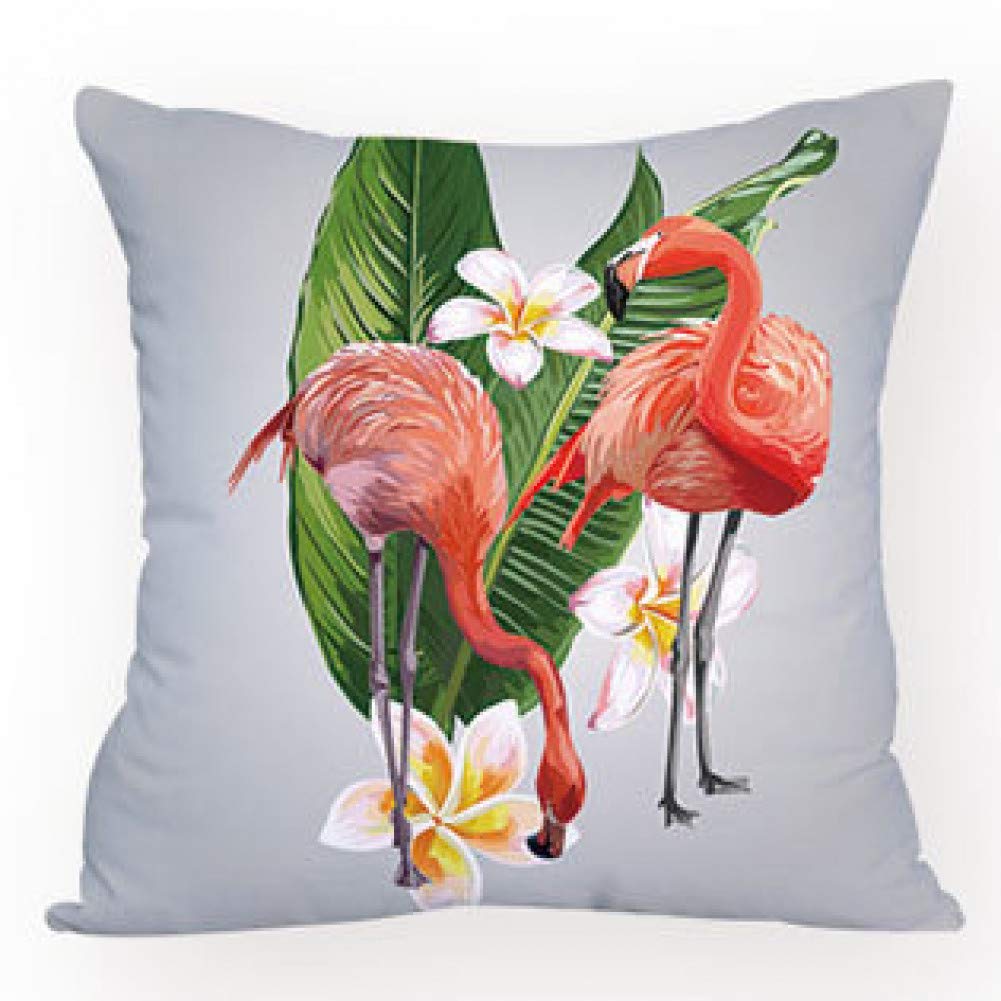 Pink Flamingo Botanical Geometric Letter Decoration Sofa Customized Pillow Cover, 45x45cm