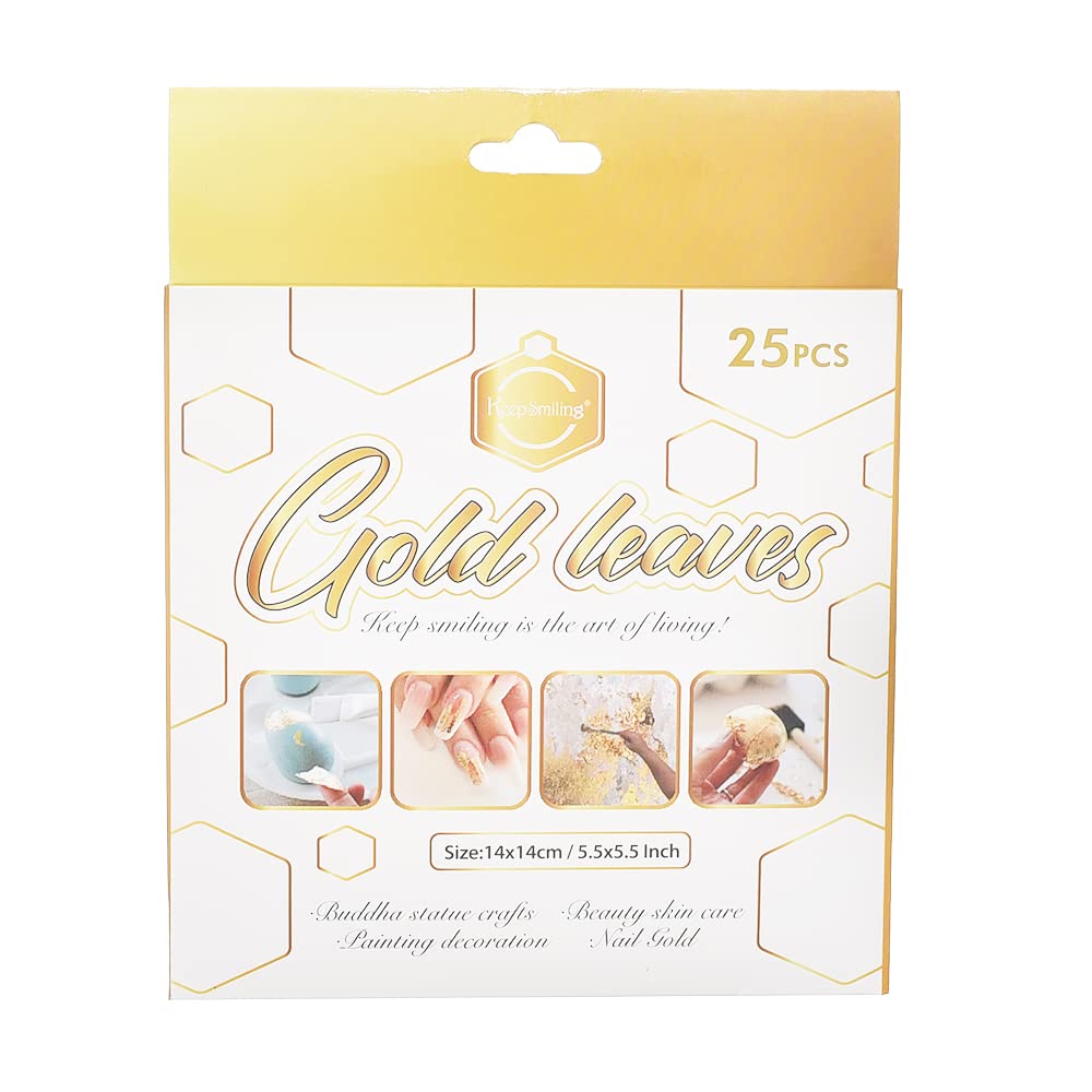 Keep Smiling SJB-0003G Leaves Gold Foil Flakes for Resin, Imitation Metallic Leaf for Painting, Crafts, Slime and Resin Jewelry Making - Gold Color