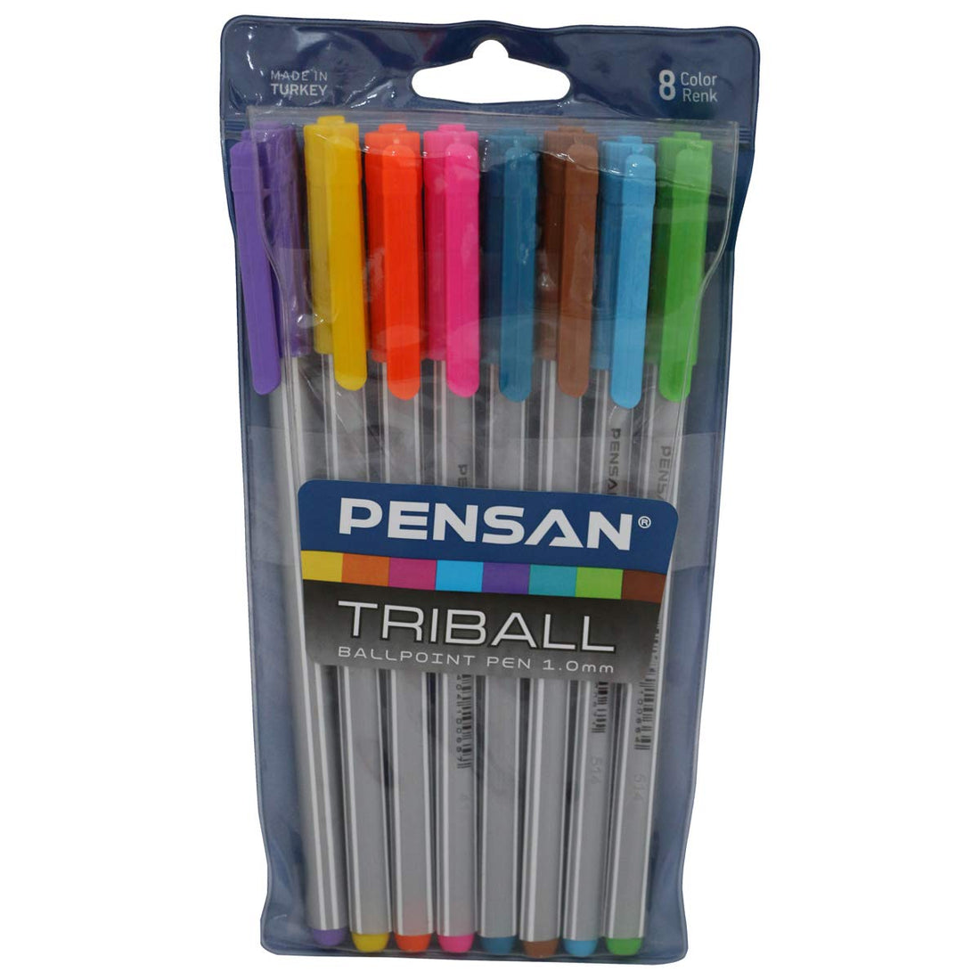 Pensan 1003 1.0 mm. Ballpoint Pen - Set of 8 Colored Pens