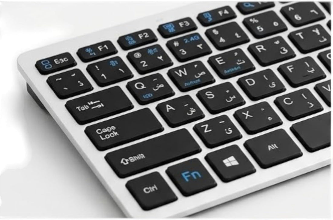 Zero Electronics Keyboard ZR-3060 Wireless Membrane Keyboard, Slim Notebook-Style, Bluetooth 5.0, Silent Typing, Compatible with Windows & Mac OS, Battery Powered Keys English & Arabic