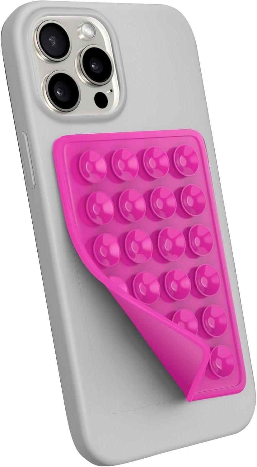 Silicon Double-Sided Suction Phone case Detachable Mount Hands Free, Strong Grip Holder for Selfies & Videos - Durable, Easy to Use for Smart Phones Silicon & TPU Cases (Pink)