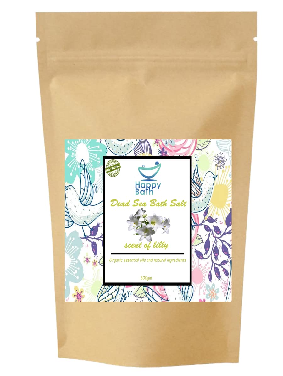 100% Natural Dead Sea Salts for Soaking, Relaxation, and Detoxification of Skin, 600 gm, scent of Lilly