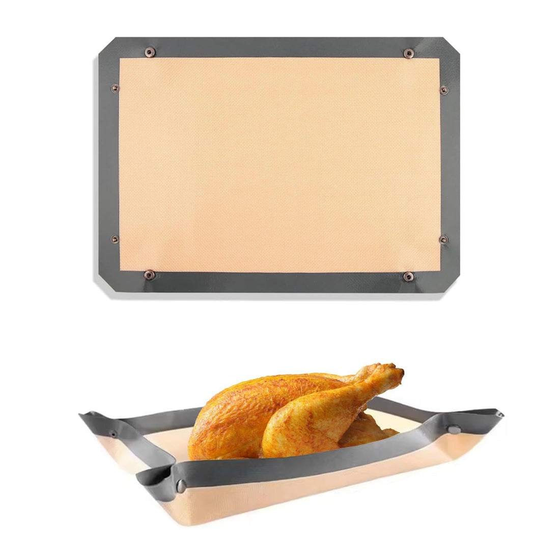 nalaina 1 Pc Silicone Baking Mat with Buckle, Leakproof Non-Stick Oven Liner (40x30cm) for Cookies, Pastry & Bread - BPA-free Reusable Baking Tray
