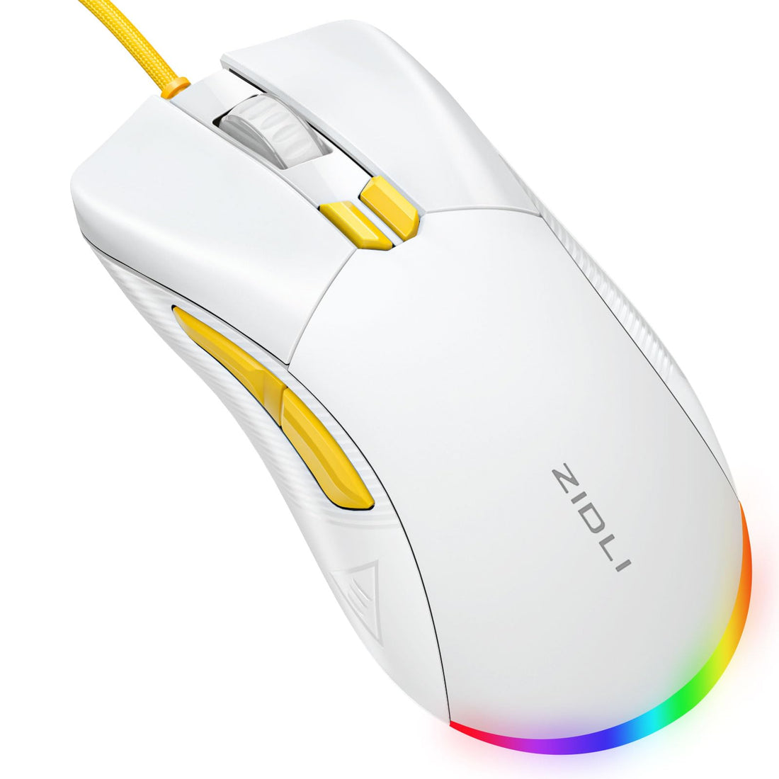 M85 RGB Gaming Mouse - Optical Sensor 16,000 DPI - 1000 Hz Polling Rate - Paracord Cable - Lightweigh 69G (White)