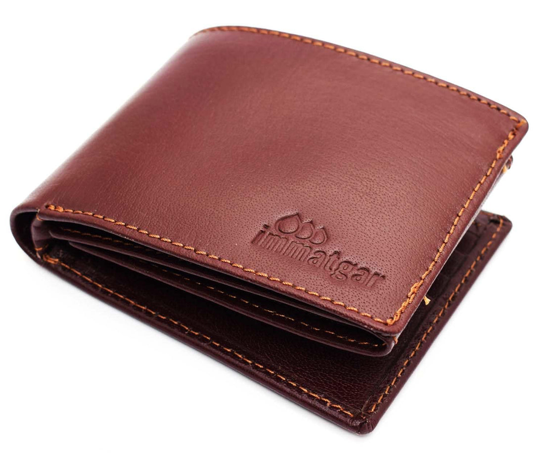 immatgar Premium Full-Grain Cowhide Leather Wallet for Men – Luxury Gift Wallet Handcrafted Durable (Casual7 - Brown)