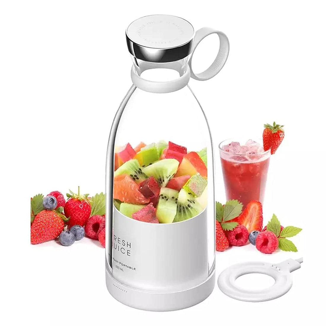 Personal size blender, multifunctional portable blender with usb rechargeable, mini blender for smoothie, electric protein shaker, hand blender for home office gym travel (white)