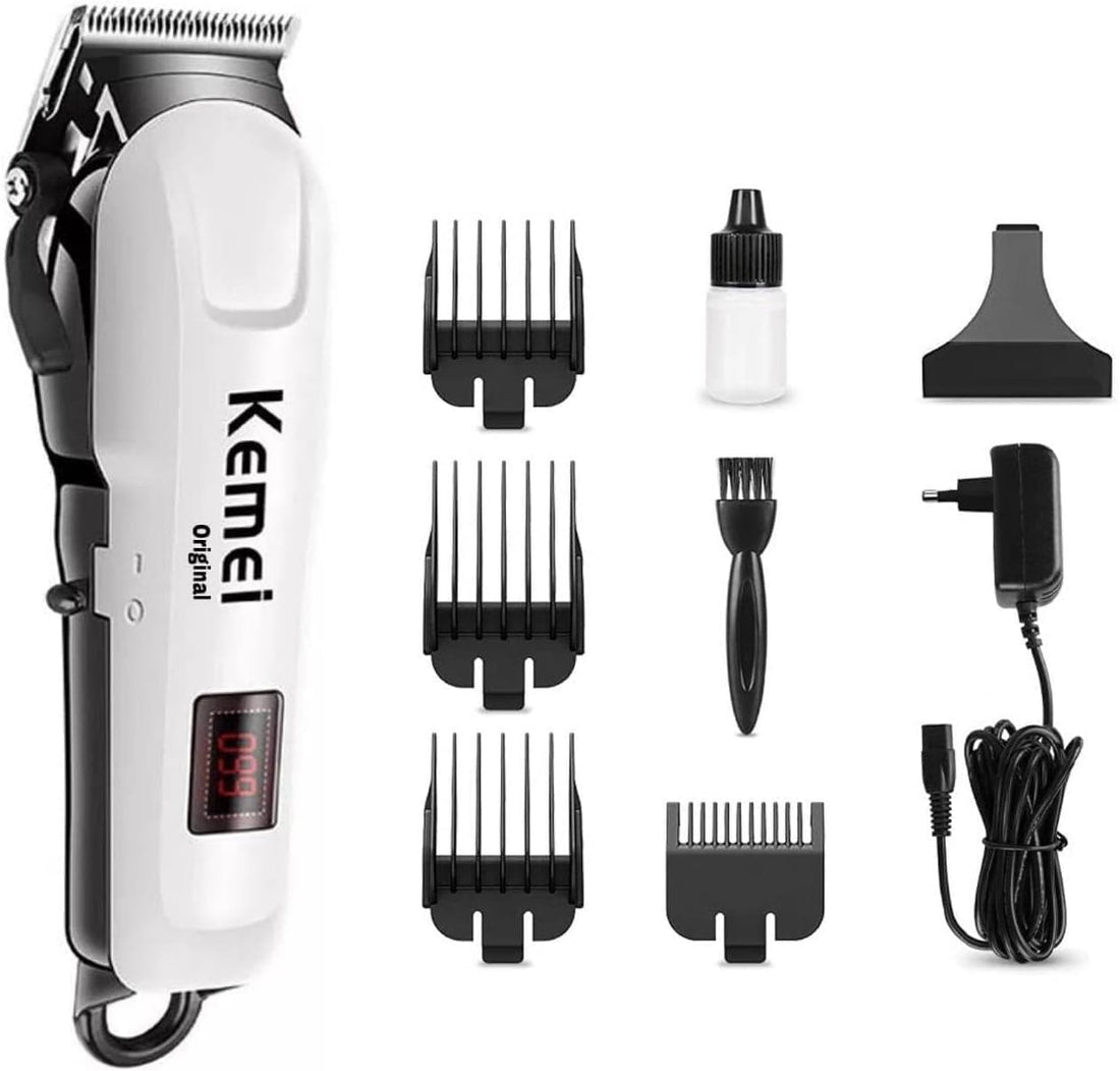 Professional Hair Shaver, km-809a Cordless Grooming Kit with Trimmer, 4 Guide Combs, Charging Stand