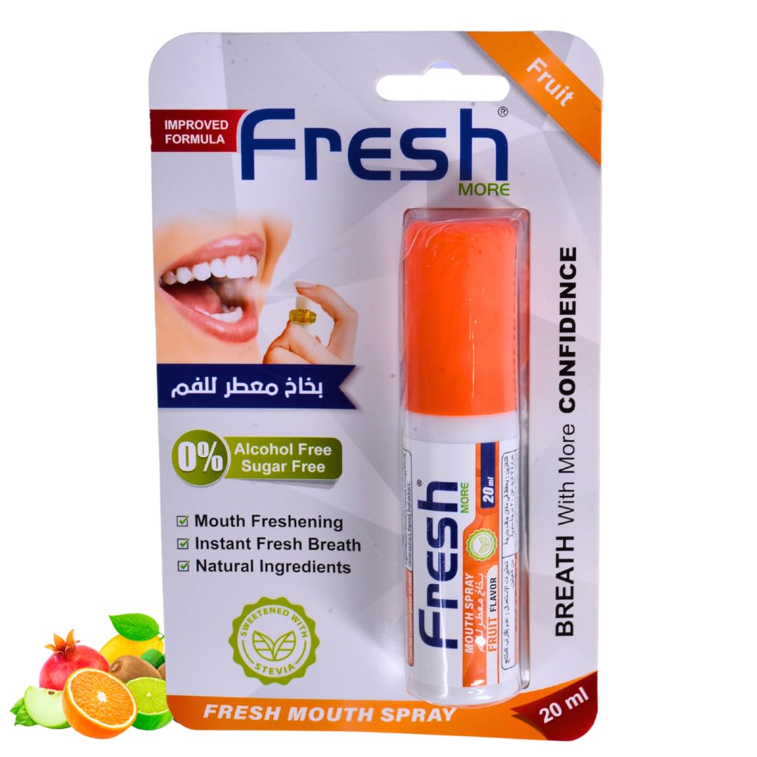 Fresh More Mouth Spray, Sugar-Free, Alcohol-Free Breath Spray, Instant Fresh Breath, Natural Oral Care, Portable Mouth Freshener Spray (Fruit, 1 Pack)