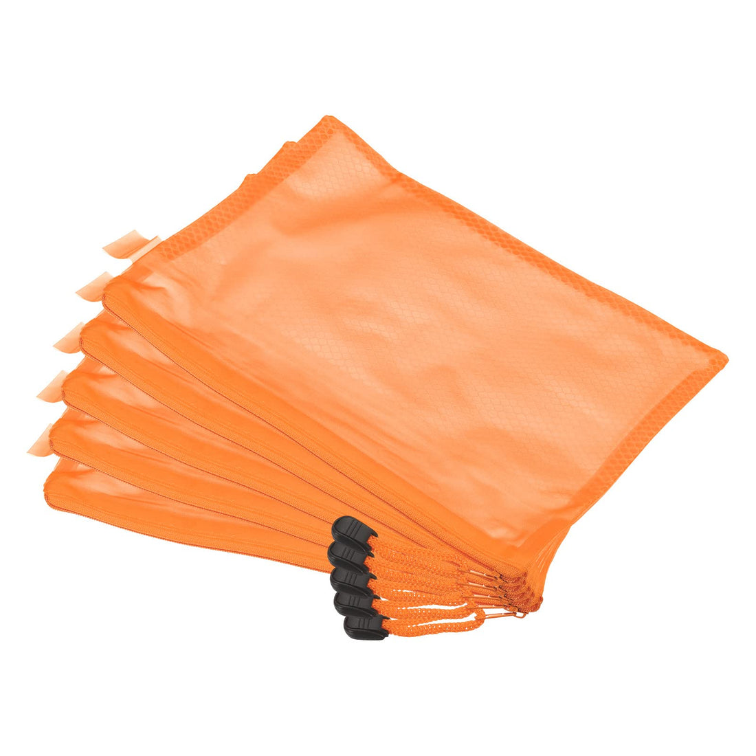 PATIKIL Zipper Pouch, 5 Pack A5 Size Waterproof Nylon Mesh Liner Pencil Case Zipper Cosmetic Bags Checks Travel Supplies Organizer Pouch Bags, Orange, Orange, A5, Zipper