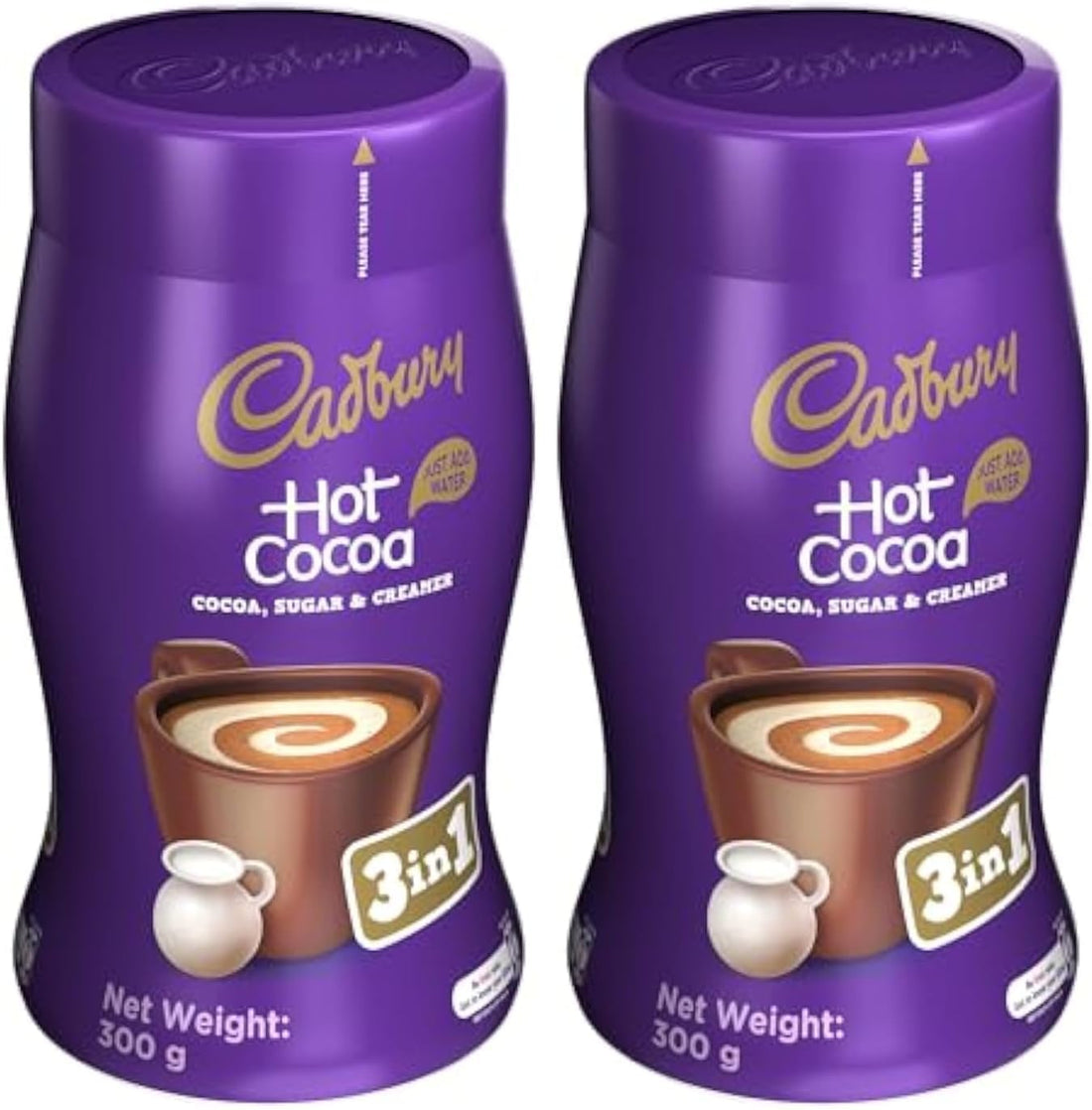 cadbury Hot Cocoa Powder Beverage Jar 3 in 1 (Pack of 2)
