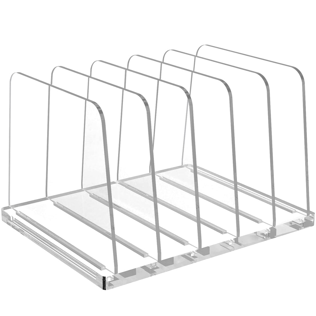 Best Media 5-Section Vertical Acrylic File Organizer, Clear Desktop File Folder Holder and Sorter Rack, Durable Document Stand for Office, School, and Home Use, Modern and Sleek Workspace Accessory