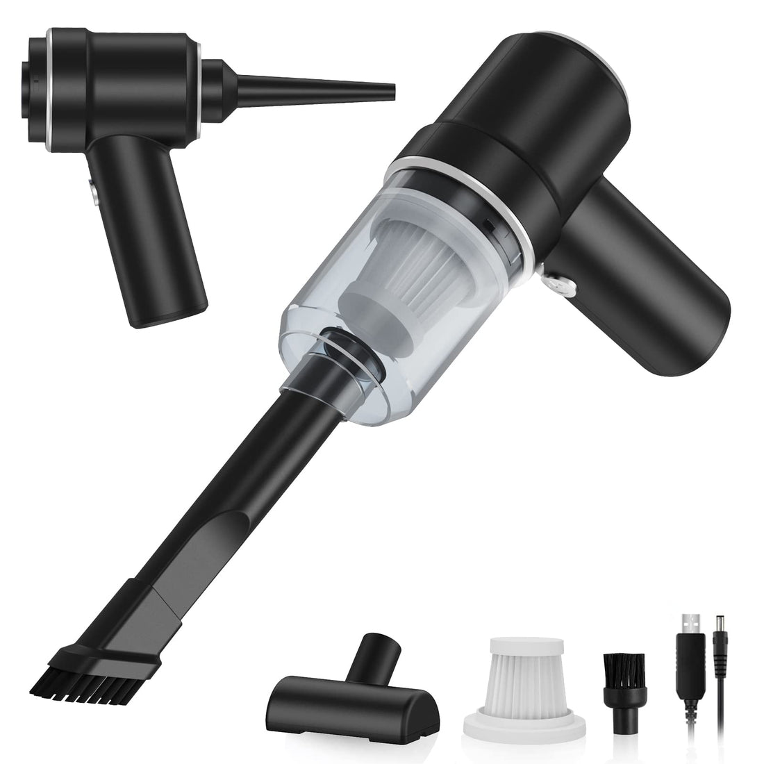 SHLNLI Cordless Handheld Vacuum, Car Vacuum Cleaner, Mini Hand Held Vacuuming Portable Rechargeable 2 in 1 Sucking Blowing for Home Office and Car