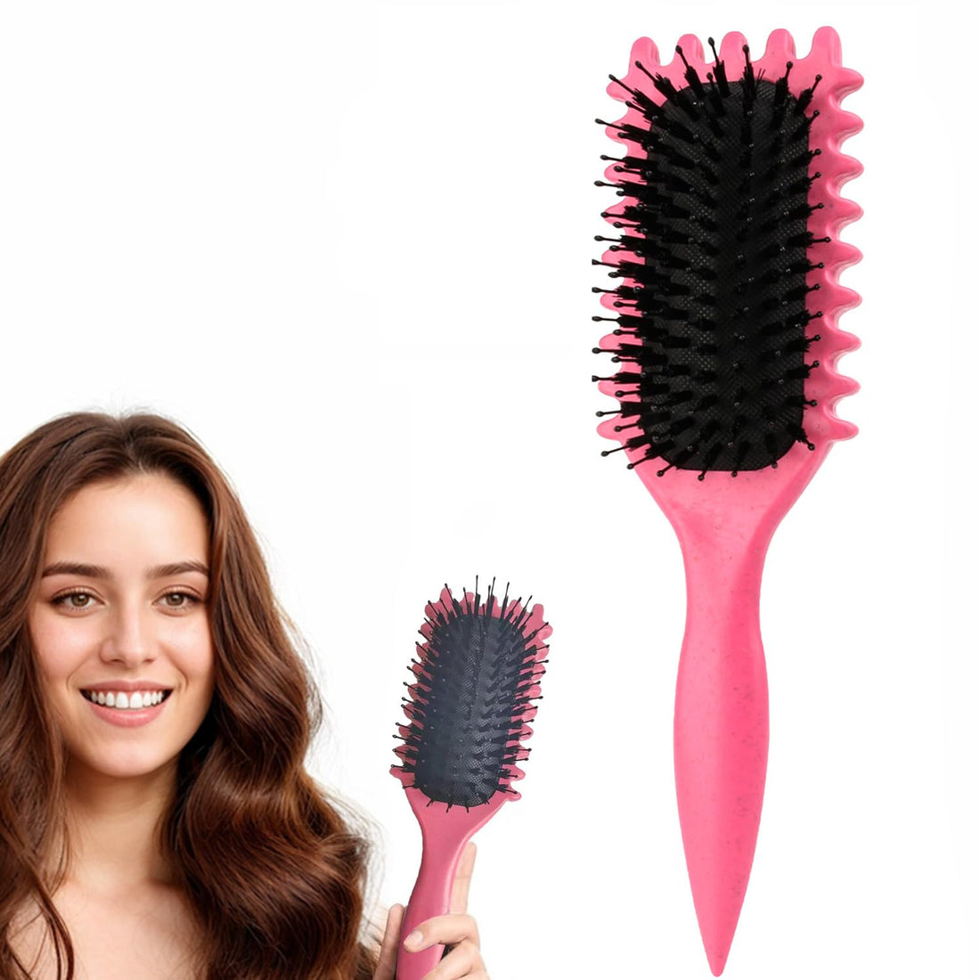 Maxmana Secret Curl Defining Brush, Curly Hair Brush Styling Brush For Detangling, Combing,Shaping And Defining Curls For Women And Men Less Pulling,Reduce Pulling And Curl Separation (Random Color)