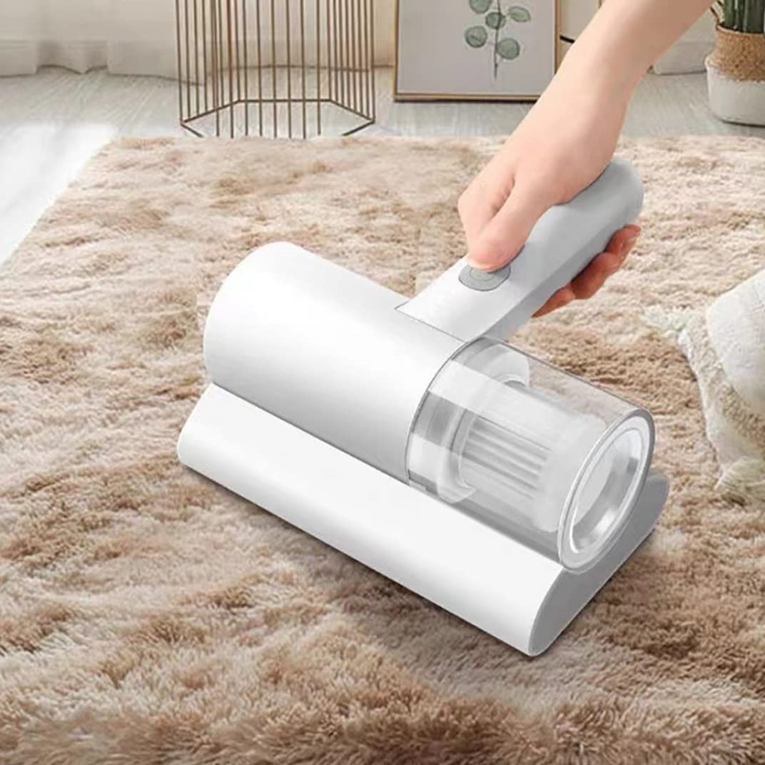 Handheld Vacuums, Cordless Mite Remover Cleaning Machine with UV Lamp, Mites Dust Cleaner, Household Vacuum Dust Cleaner for Bed, Sofa, Carpet Cleaning - White