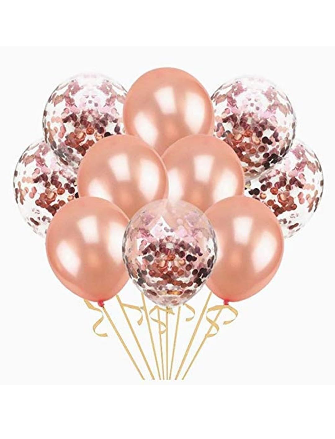 Generic Rose Gold Confetti Helium Balloons Air Decoration for Wedding Birthday Baby Shower Graduation Party (Set of 10)