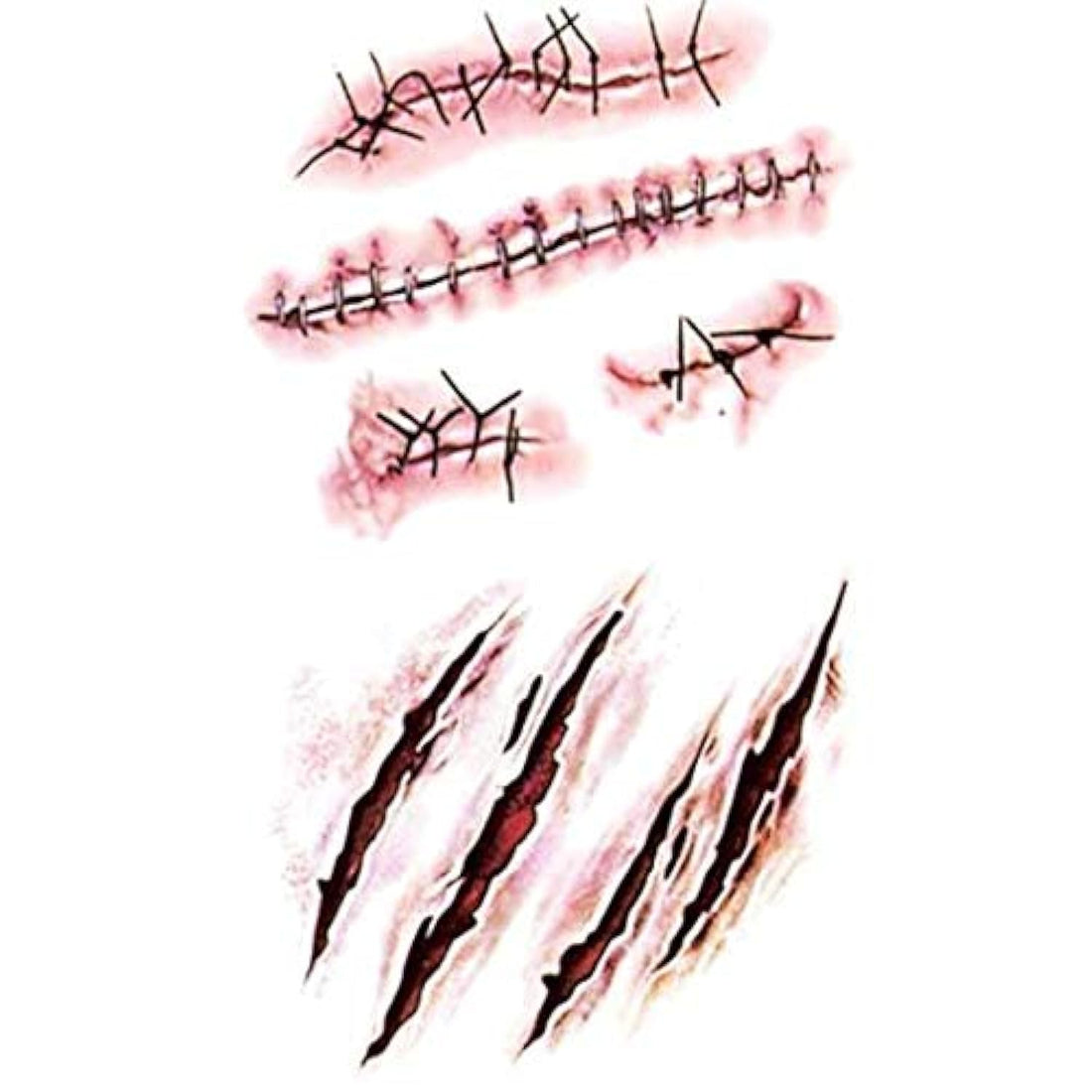 Waterproof Tattoo stickers, Halloween horror cuts lifelike blood patterns scar 11x6cm
