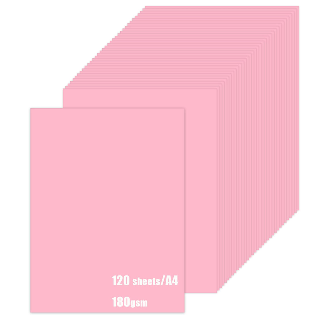A4 Pink Card Paper - 180gsm 120 Sheets - Coloured Pink Craft Card for Arts or Crafts DIY, Cards Making, Scrapbook, Printing