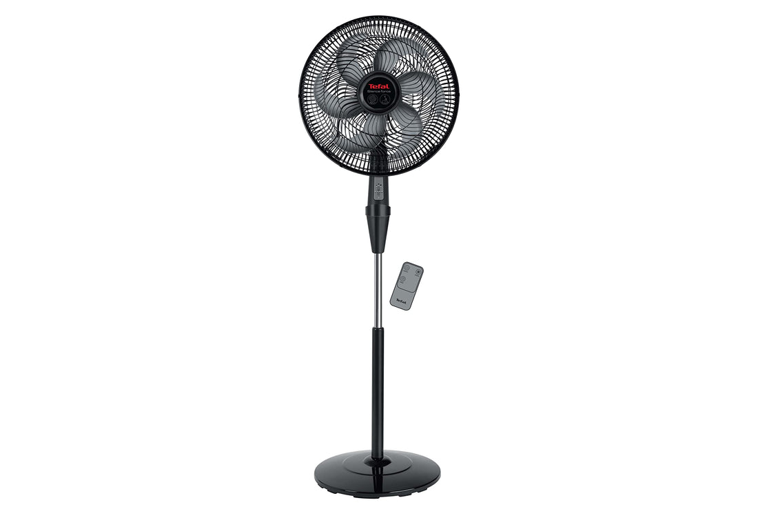 Tefal VG4130EE Silence Force, Stand Fan, Silence Technology, Remote Control, 8 Hours Timer, 6 Blades, Adjustable Height, Black