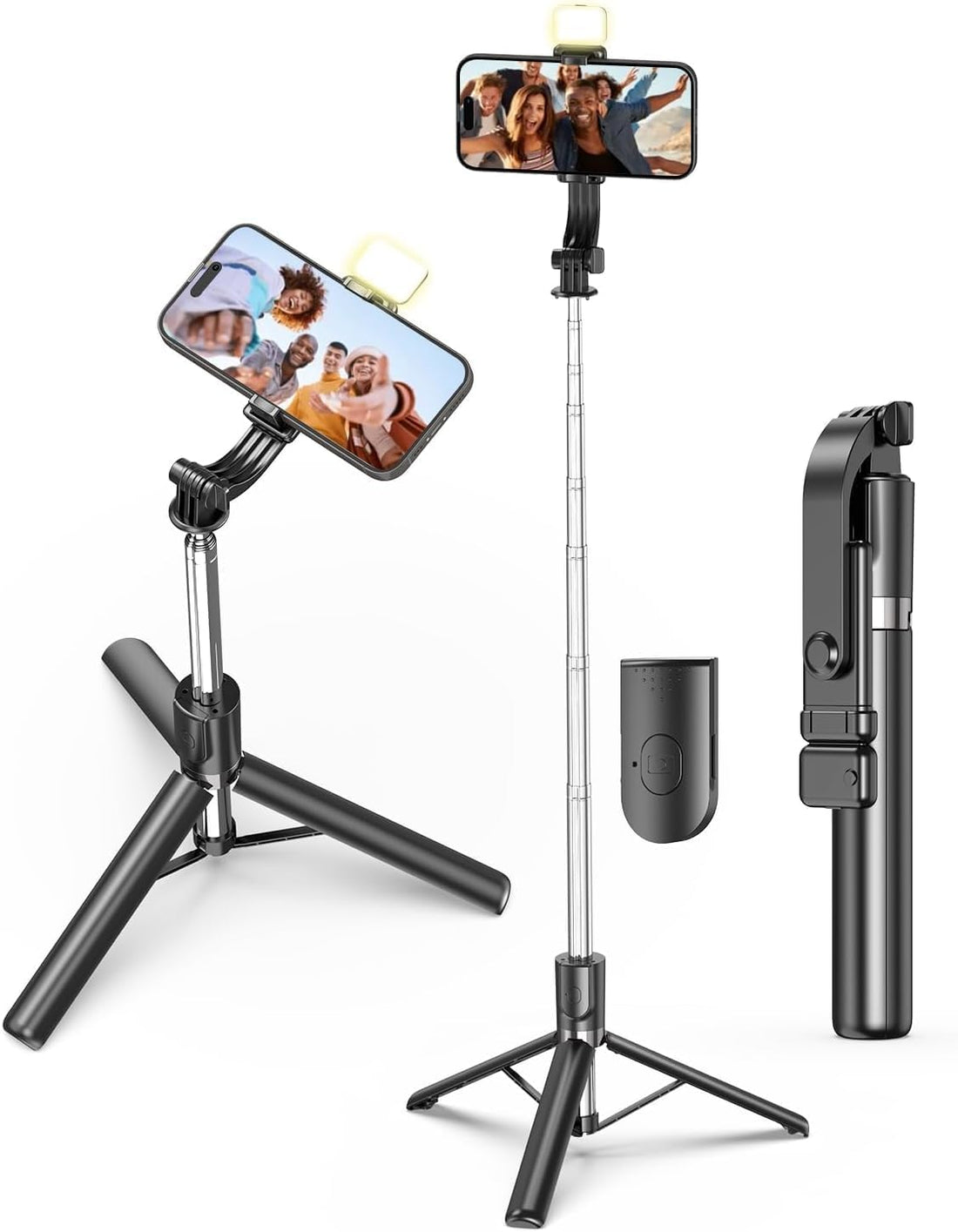 RUSKIN Selfie Stick with Tripod Stand,Bluetooth Extendable Tripod for Mobile Phone,4-in-1Multifunctional Selfie Stick for iPhone/Mi/OnePlus/Samsung/Oppo/Vivo and All Phones
