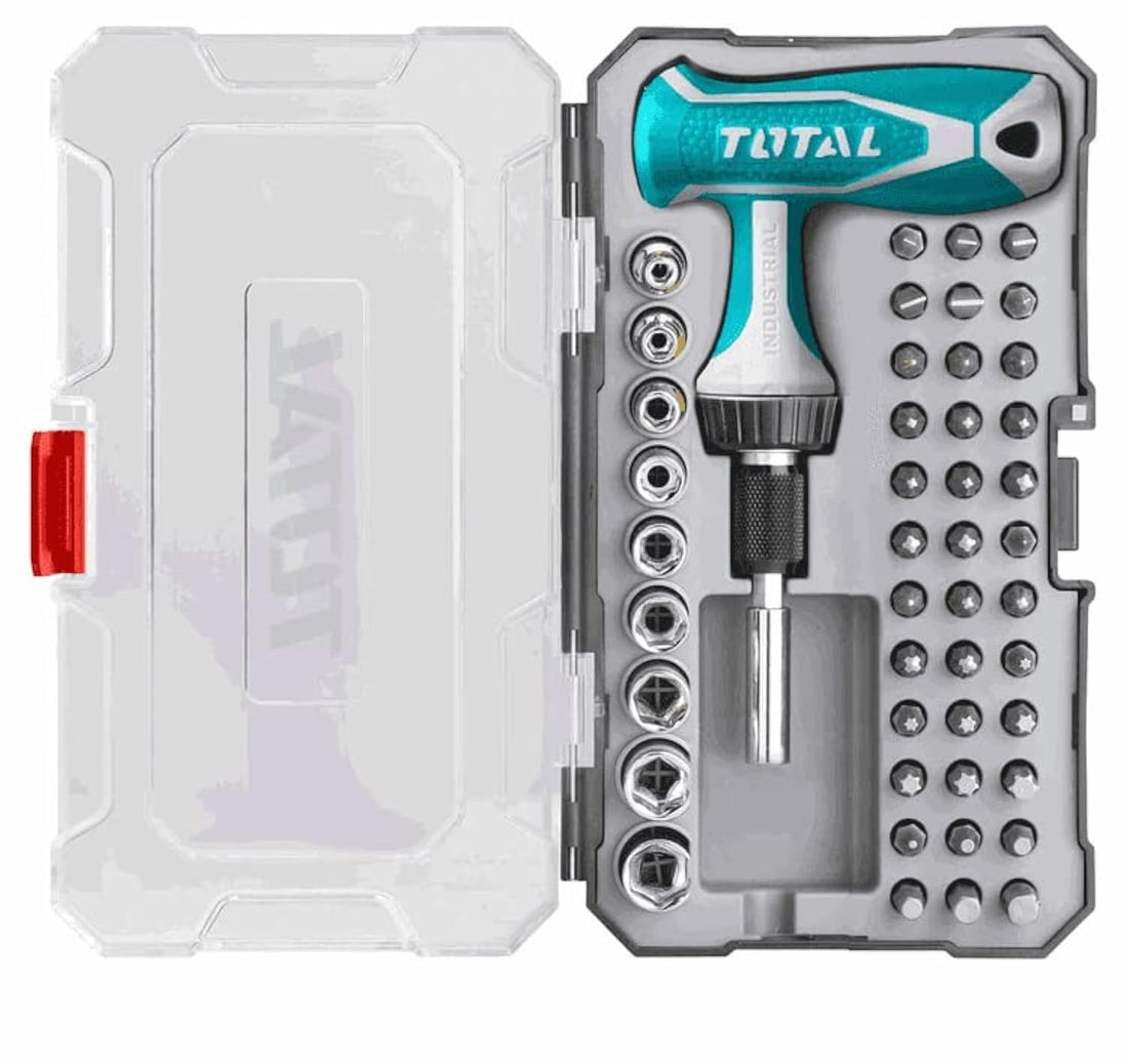 T 0TAL-TACSD30476 T-Handle Wrench Screwdriver Set, Professional Repair Tools Set Chromium-vanadium steel- 47 Pcs