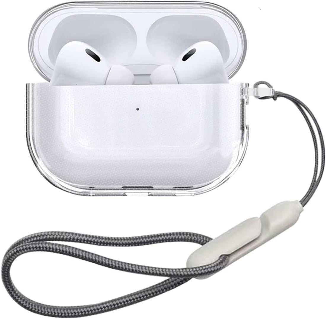 Eco Clear TPU Case for AirPods Pro 3 (2025), Military-Grade Shockproof Protection, Anti-Yellowing Transparent Cover with Braided Lanyard