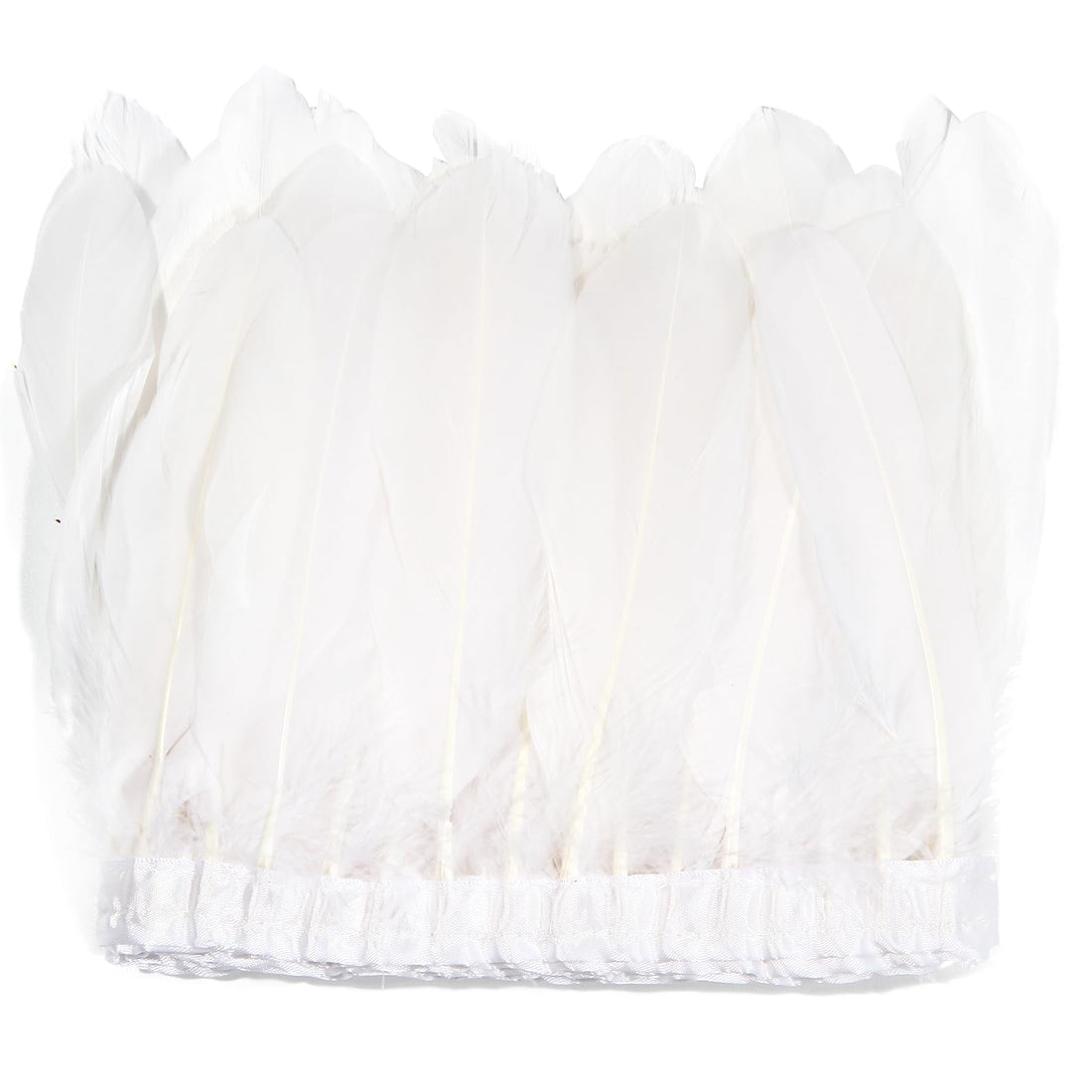 2 Yards Natural Goose Feathers Trim Sewing Fringe Fashion Dress Sewing 6-8inch for DIY Handicrafts Costumes Decoration,White