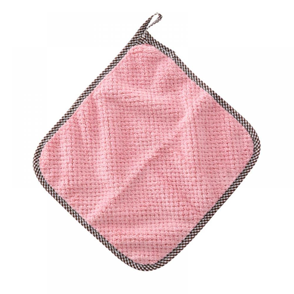 Super Absorbent Microfiber Reusable Cleaning Cloth Towel, Kitchen daily dish towel, dish cloth, kitchen rag, non-stick oil, thickened table cleaning cloth (Pink, 1)