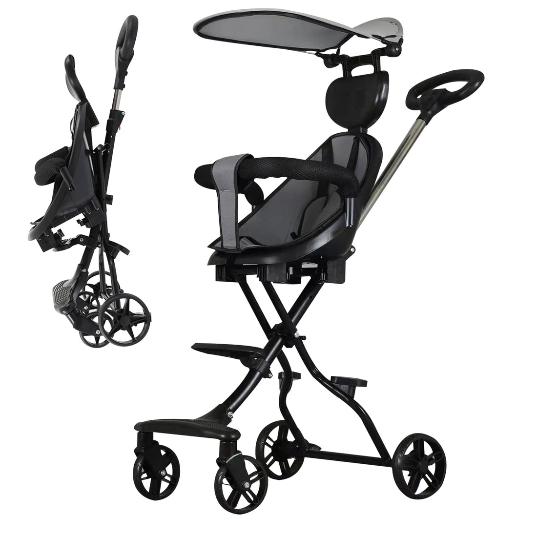 Beauenty Lightweight Travel Stroller, Kids Travel Stroller, Autofold Baby Stroller with Adjustable Multi-Position Seat and Awning(Style 3)