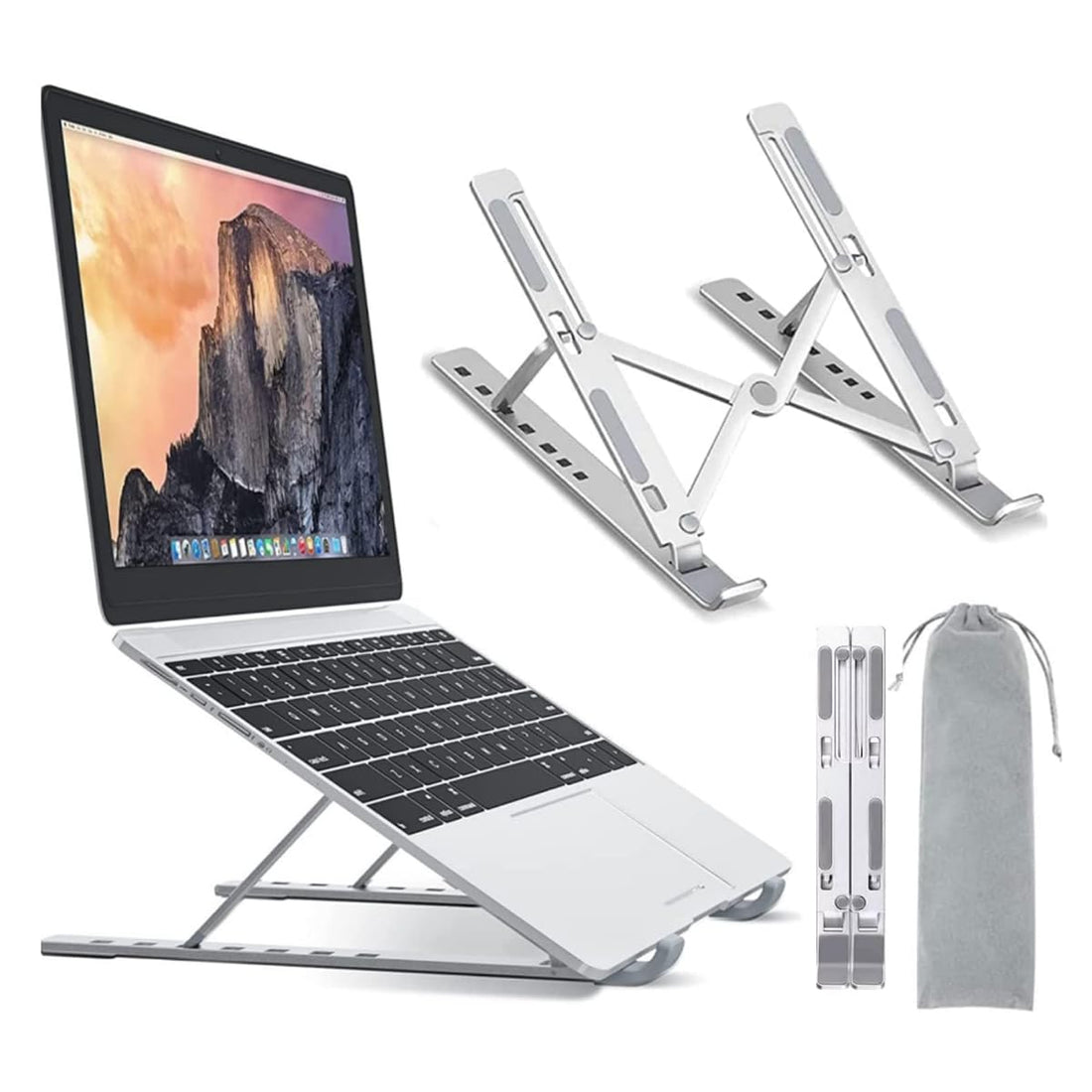 SIGNCLUBS Laptop Stand Ergonomic, Aluminum Adjustable Notebook Stand, Anti Slip Foldable Laptop Holder Support Stand Compatible with Laptops up to 18 Inch