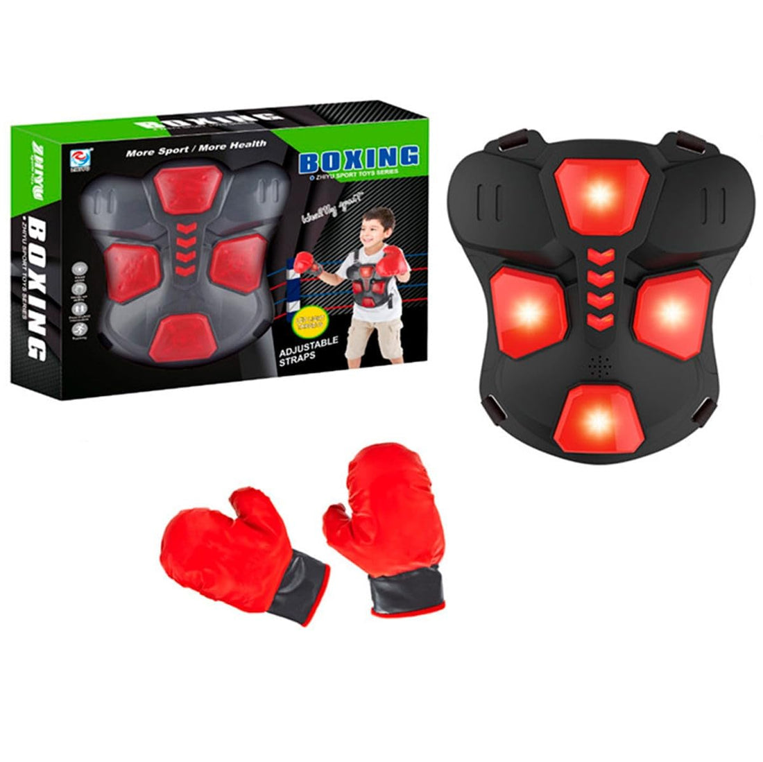 Next Store Kids LED Boxing Gloves & Vest – Light Up Boxing Pad with Sounds, Fun and Safe Sports Experience to Enhance Strength, Focus and Agility Indoor or Outdoor