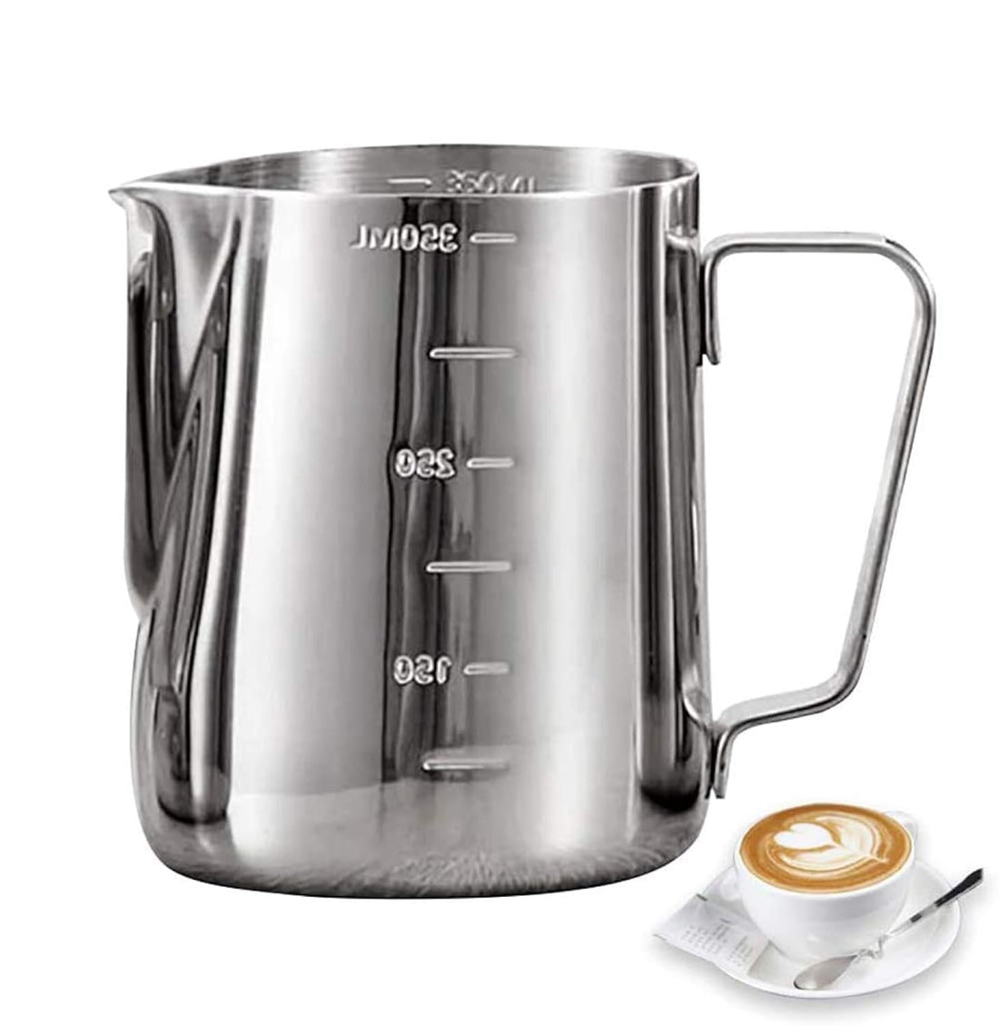 Circle M Stainless Steel Milk Frothing Pitcher 350ml - Barista Craft Latte Art Jug for Espresso, Cappuccino, and Milk Cream - Durable Milk Jug for Home and Coffee Shops