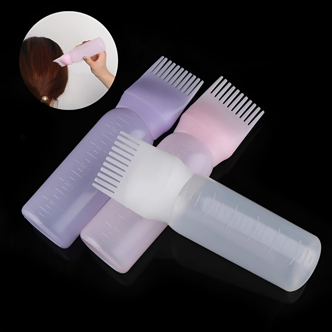 Lightweight Oil Bottle for Hair Dye Application | Scalp Massage and Dye Oil Enhances the Perfect Dye Experience (3 Bottles)