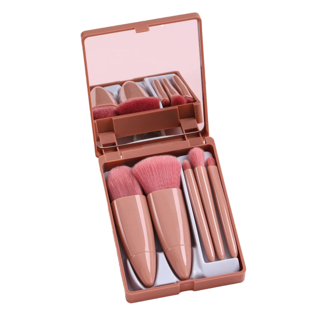 THE PACK | Travel Makeup Brush Set, 5-Piece Professional Kit with Storage Case, Synthetic Bristles