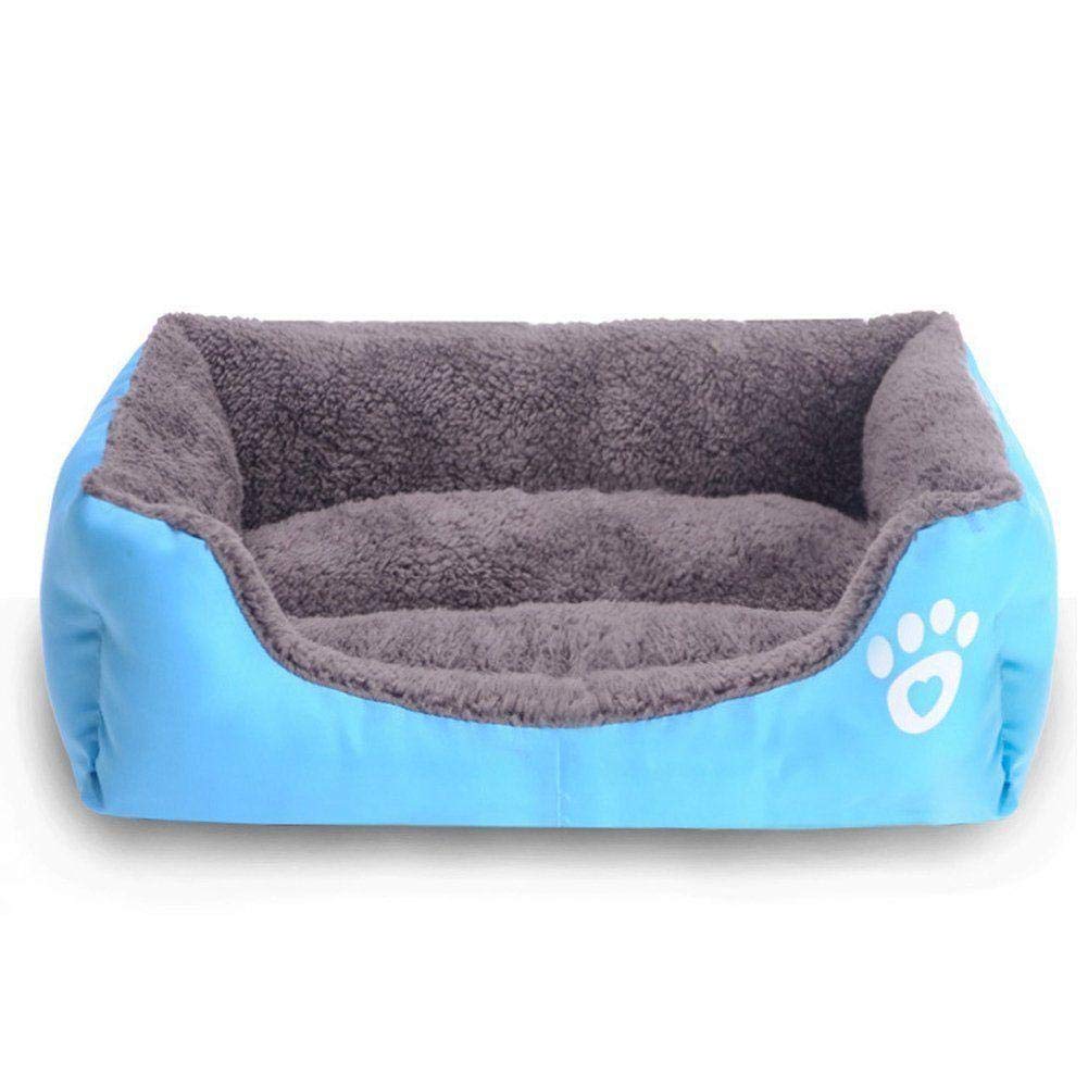Small Size Pet Dog Cat Bed, Self Warming Orthopedic Lambs Wool Rectangle Shape Puppy Bed for Small Dog Cats, Pet Dog Cat Bed Puppy Cushion House Soft Warm Sofa Kennel Dog Mat Blanket Blue