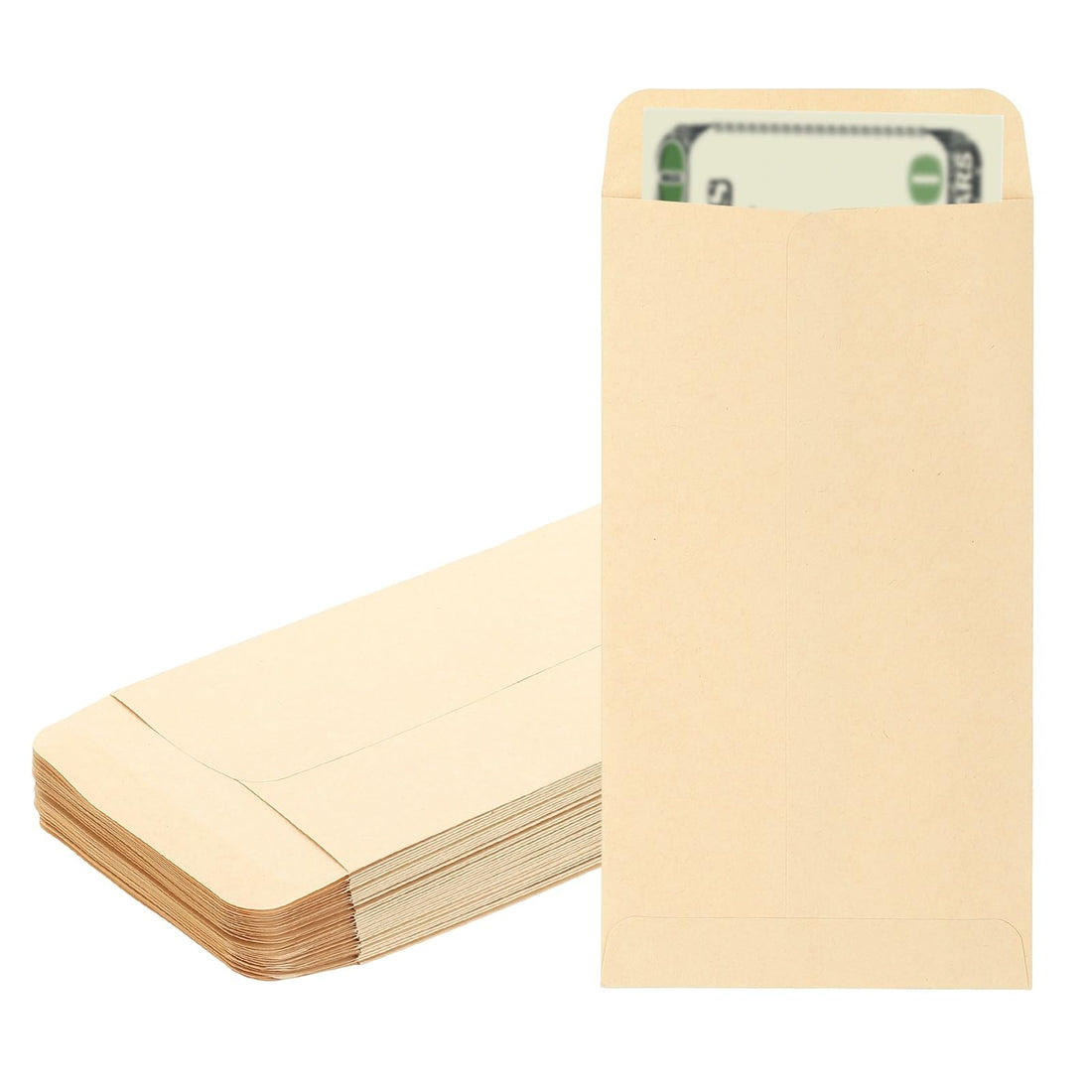 PATIKIL Money Envelope, 50 Pack 6.5" x 3.5" Cash Envelopes Money Holder Bags Budgeting Saving Challenge Letter for Gift Coins Checks Tickets Jewelry Passport Card, Khaki