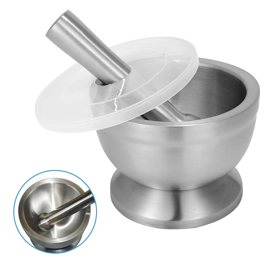 Mortar and Pestle Set, Brushed Stainless Steel, Make Fresh Guacamole at Home, Spice Grinder
