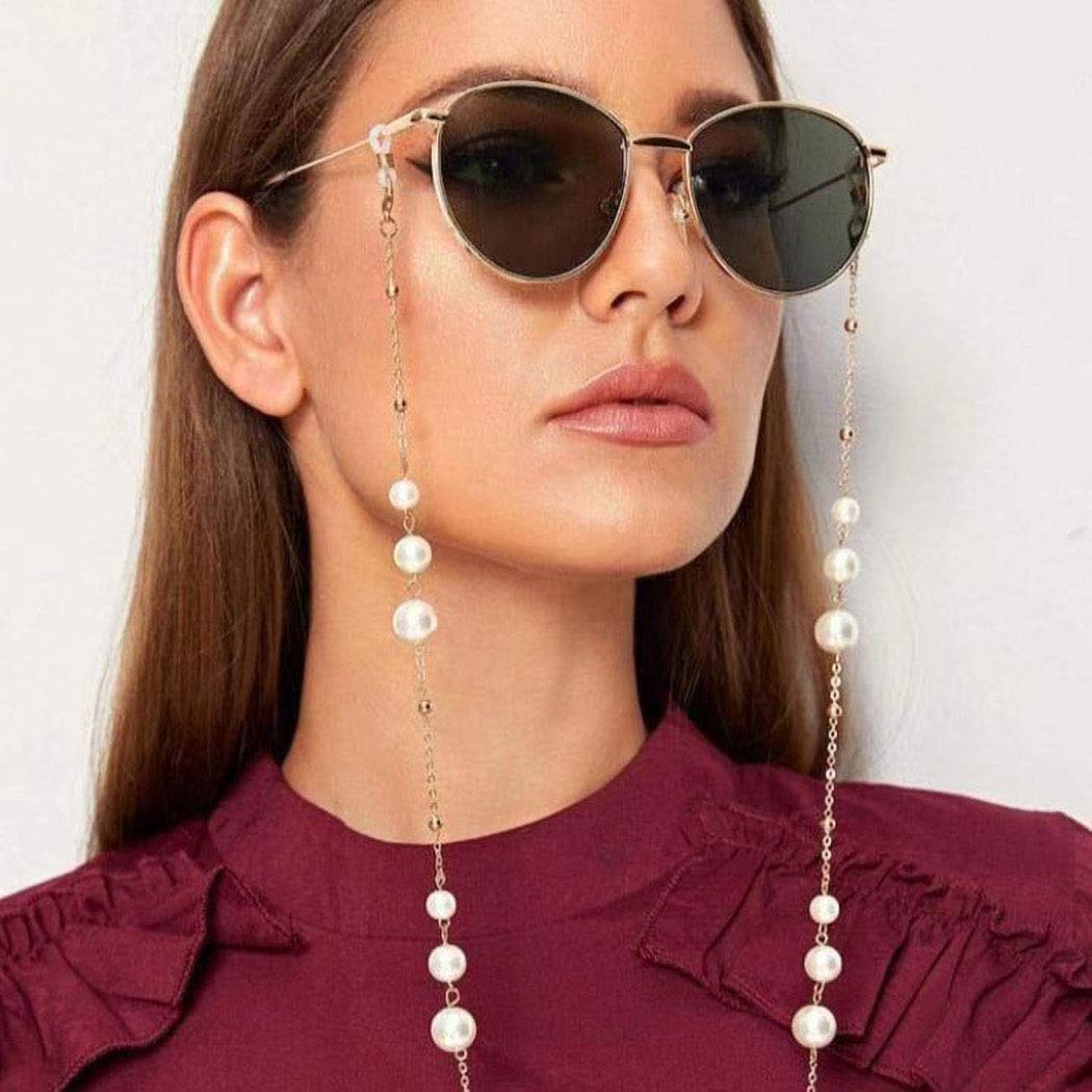 IYOU Fashion Gold Glasses Chain Chic Pearls Eyeglasses Chain Sunglasses Strap Alloy Anti-lost Eyewear Lanyard Street Shot Travel Eyeglass Accessories for Women and Girls
