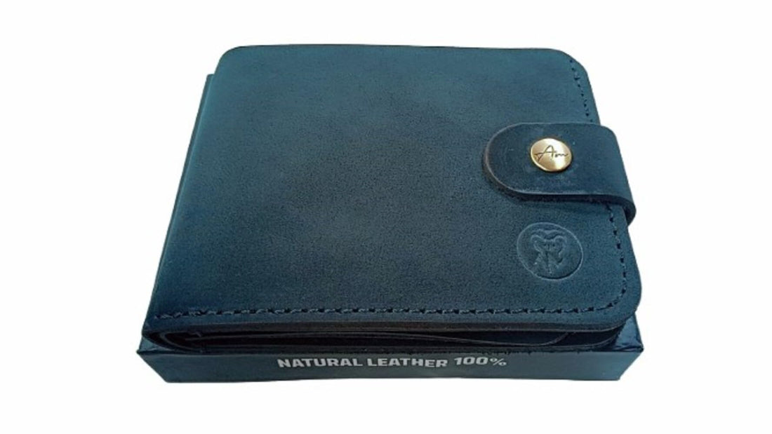 Genuine Leather Wallet 100% Cow Chamois for Men Large Size with Unique Opening and Closing Capsule for Pocket - 12 Pockets for Cards and Money (Black)