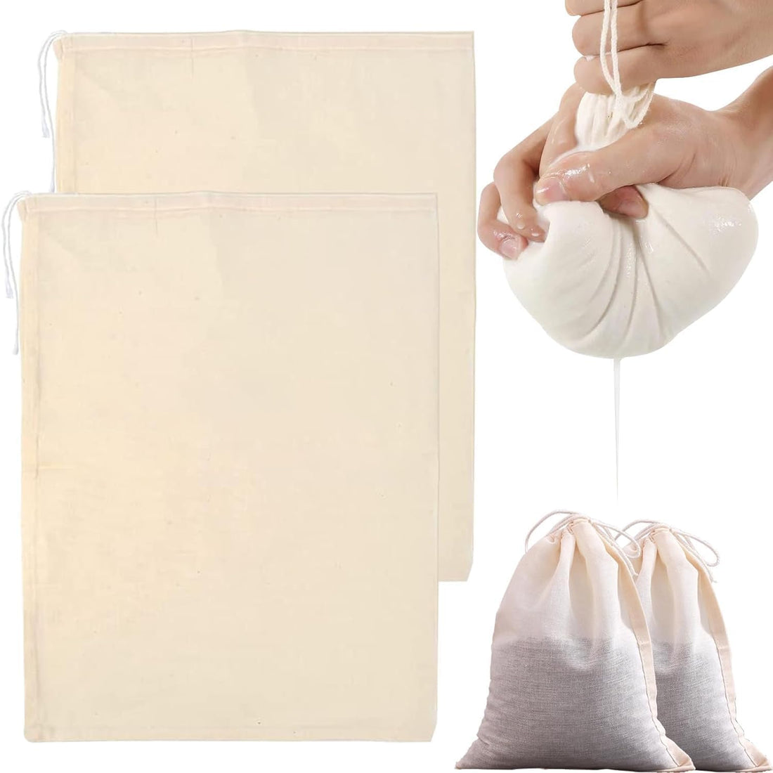 2Pcs Cheesecloth, Reusable Cheese Cloth, 7.9x11.8 Inch Grade 100 Filtering, Hemmed Organic Cotton, for Home Cooks, DIY Cheesemakers