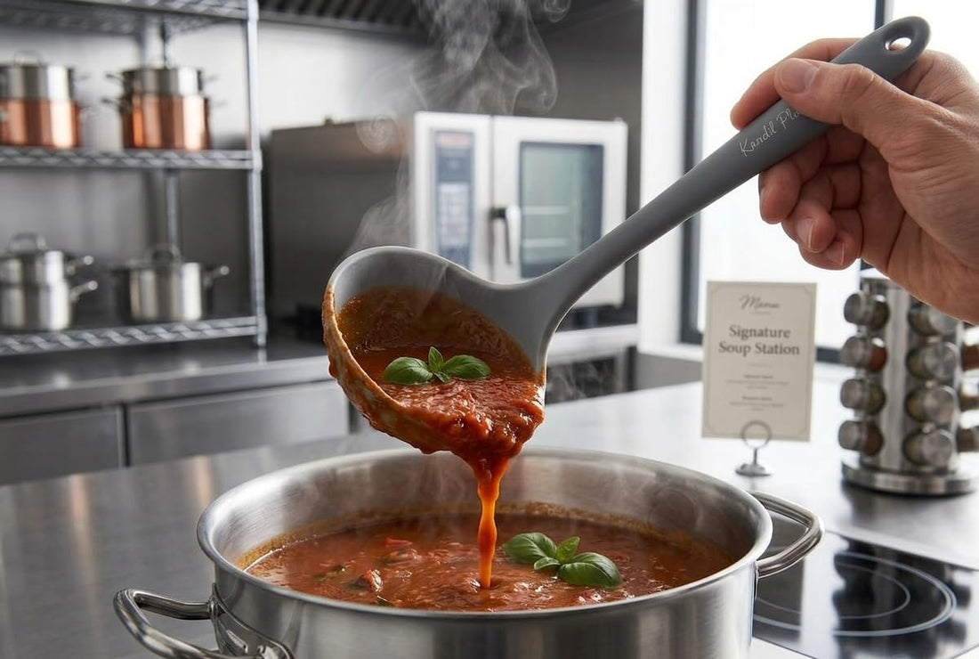Heat Resistant Silicone Soup Ladle Solid One Piece Design Kitchen Serving Spoon High Quality Flexible Cooking Utensil for Daily Prep and Serving