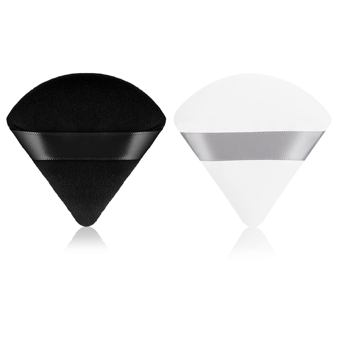 Sibba 2 Pieces Triangle Powder Puffs Face Cosmetic Powder Puff Washable Reusable Soft Plush Powder Sponge Makeup Foundation Sponge for Face Body Loose Powder Wet Dry Makeup Tool (2Pcs Black&White)