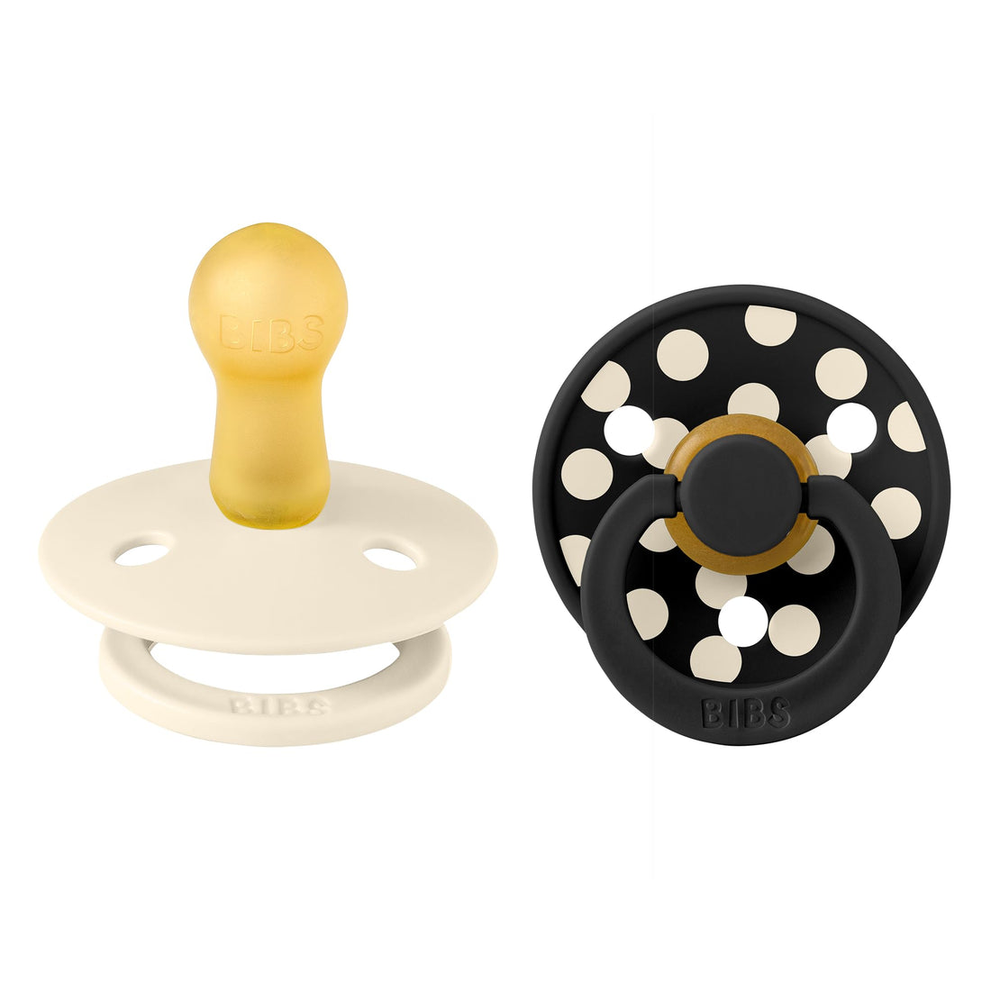 BIBS Pacifier Studio Colour 2 PACK Polka Latex Size 1 Ivory/Black
