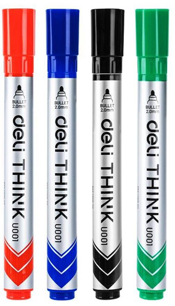Deli u00101 dry erase marker with bullet tip, 2.0 mm - black