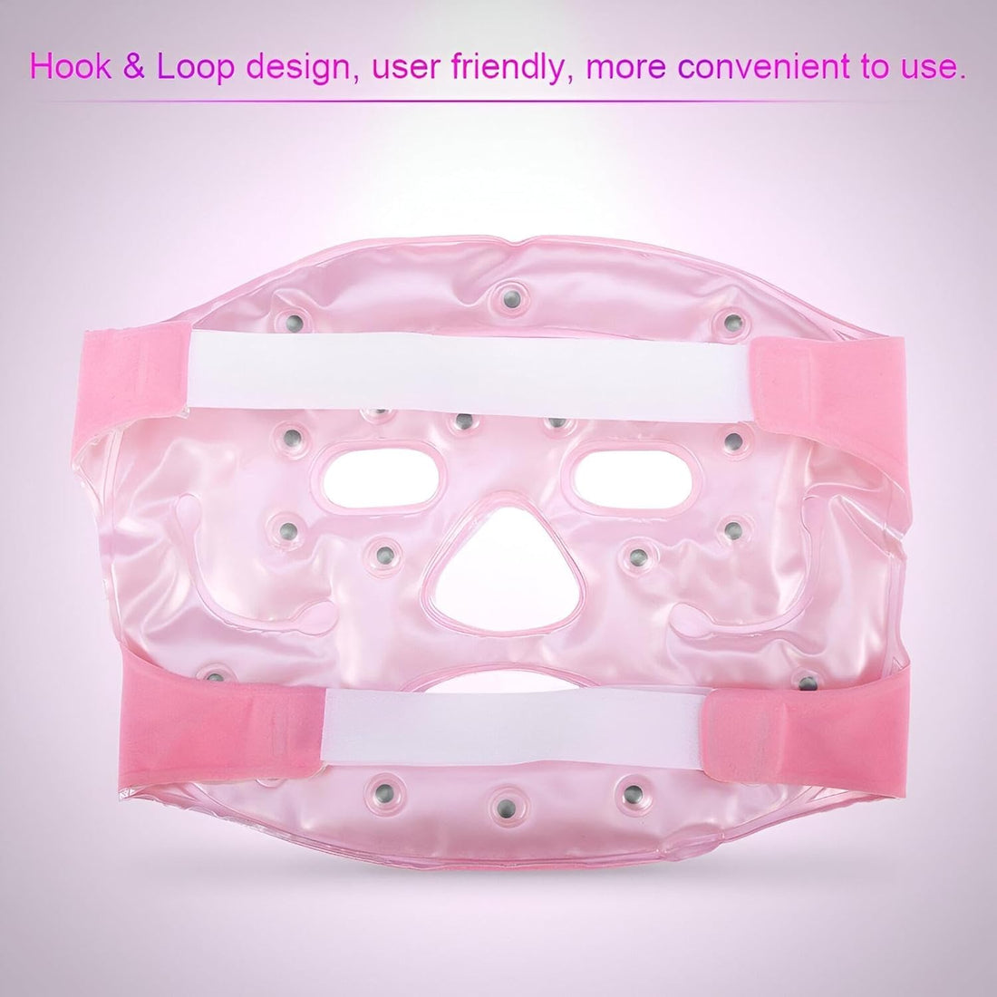 Tourmaline Magnetic Gel Massage Mask, Ice Beads Face Massage Mask, Magnetic Therapy Gel Mask, Slimming Face Massage Mask, Professional Magnetic Stone Breathable Soft Washable (Pink)