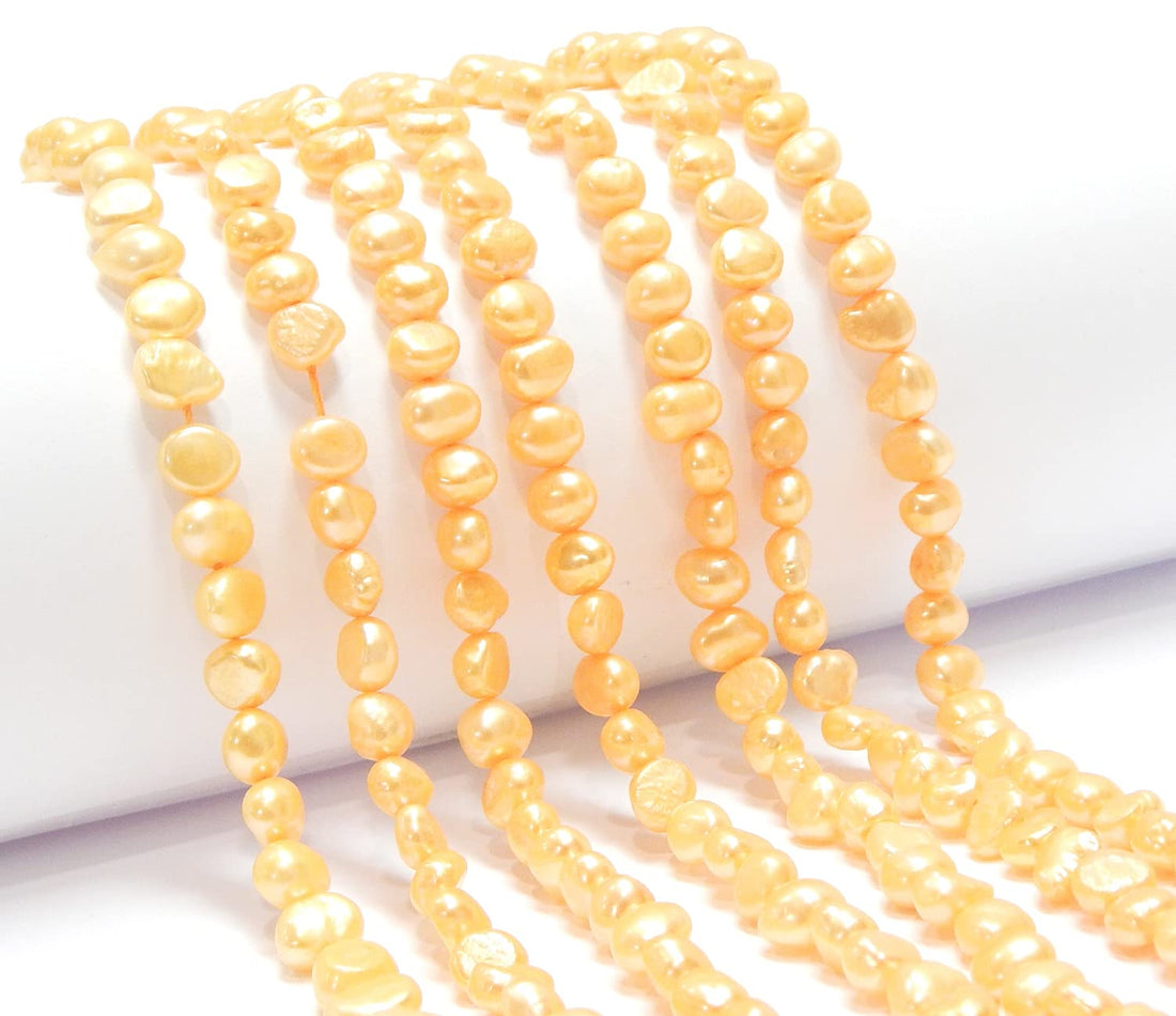 Perlin Freshwater Pearls Cultured Pearls 8 mm Apricot Rice Grain Natural Baroque Gemstone Pearls Shell Pearls Gemstone Pearl for Threading