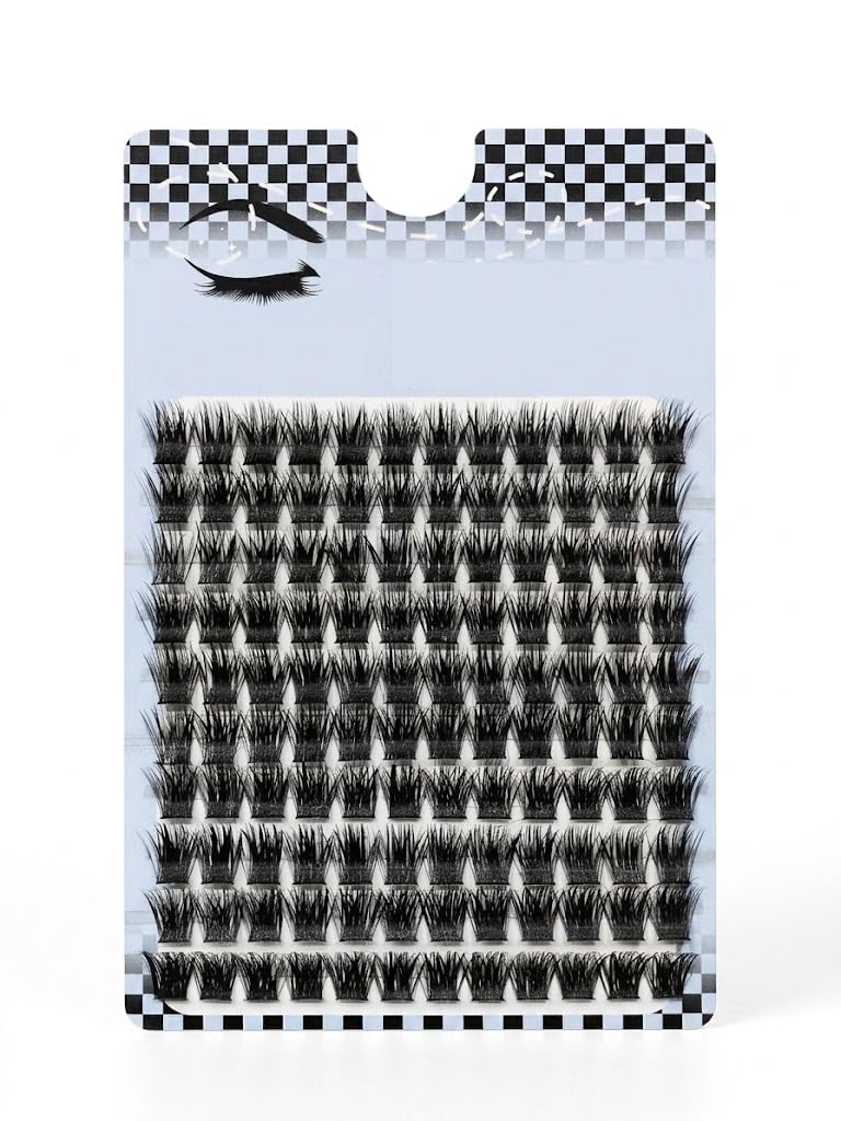 Natural Self Adhesive Eyelashes - 220 PCS - Wispy Press on Lashes Pre Glued Lash Clusters No Glue Needed Press on Eyelash Clusters Reusable Self Adhesive Lash (QQ-13MM)