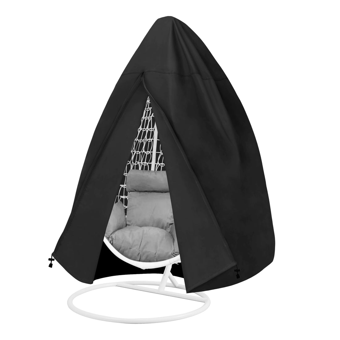 Easy-Going Patio Hanging Egg Chair Cover, UV Resistant Waterproof Outdoor Single Seat Swing Chair Cover with Zipper, Black
